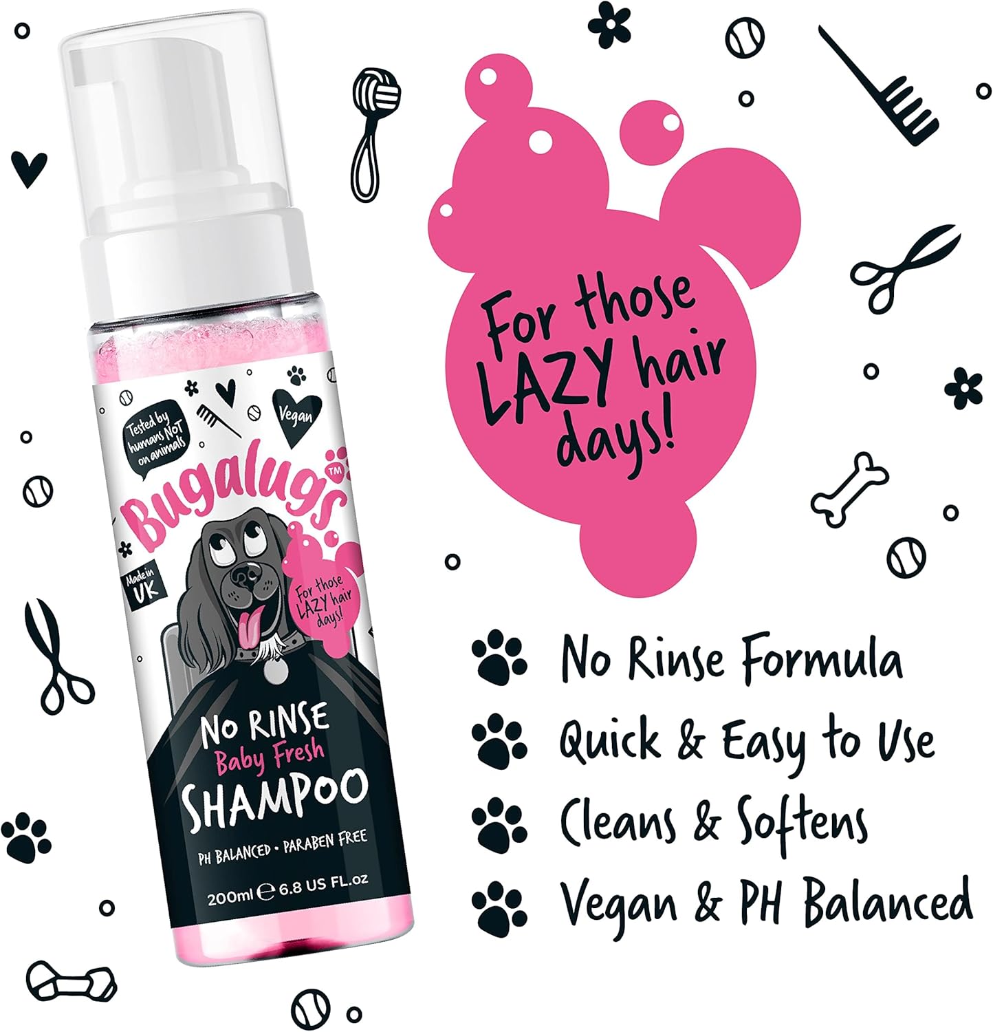 Bugalugs No Rinse Baby Powder Dog Shampoo – Dog coat Dry shampoo quick dog bath for dogs for itchy dog skin relief. Puppy Professional groom baby powder dog spray foam-3