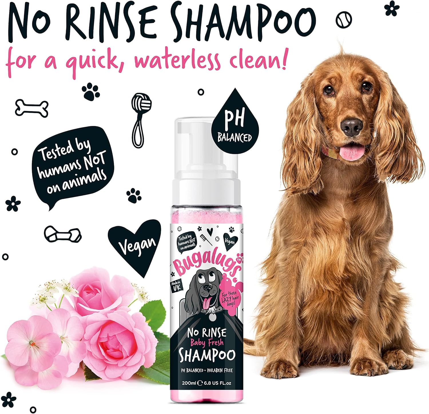 Bugalugs No Rinse Baby Powder Dog Shampoo – Dog coat Dry shampoo quick dog bath for dogs for itchy dog skin relief. Puppy Professional groom baby powder dog spray foam-5