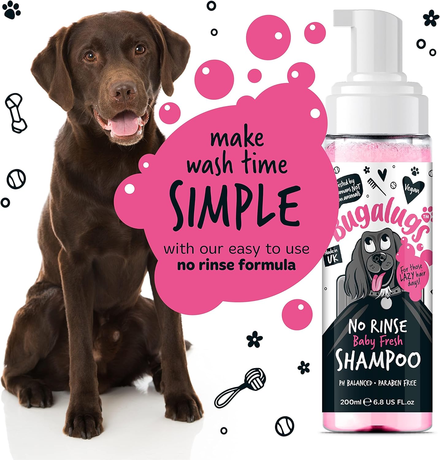 Bugalugs No Rinse Baby Powder Dog Shampoo – Dog coat Dry shampoo quick dog bath for dogs for itchy dog skin relief. Puppy Professional groom baby powder dog spray foam-7