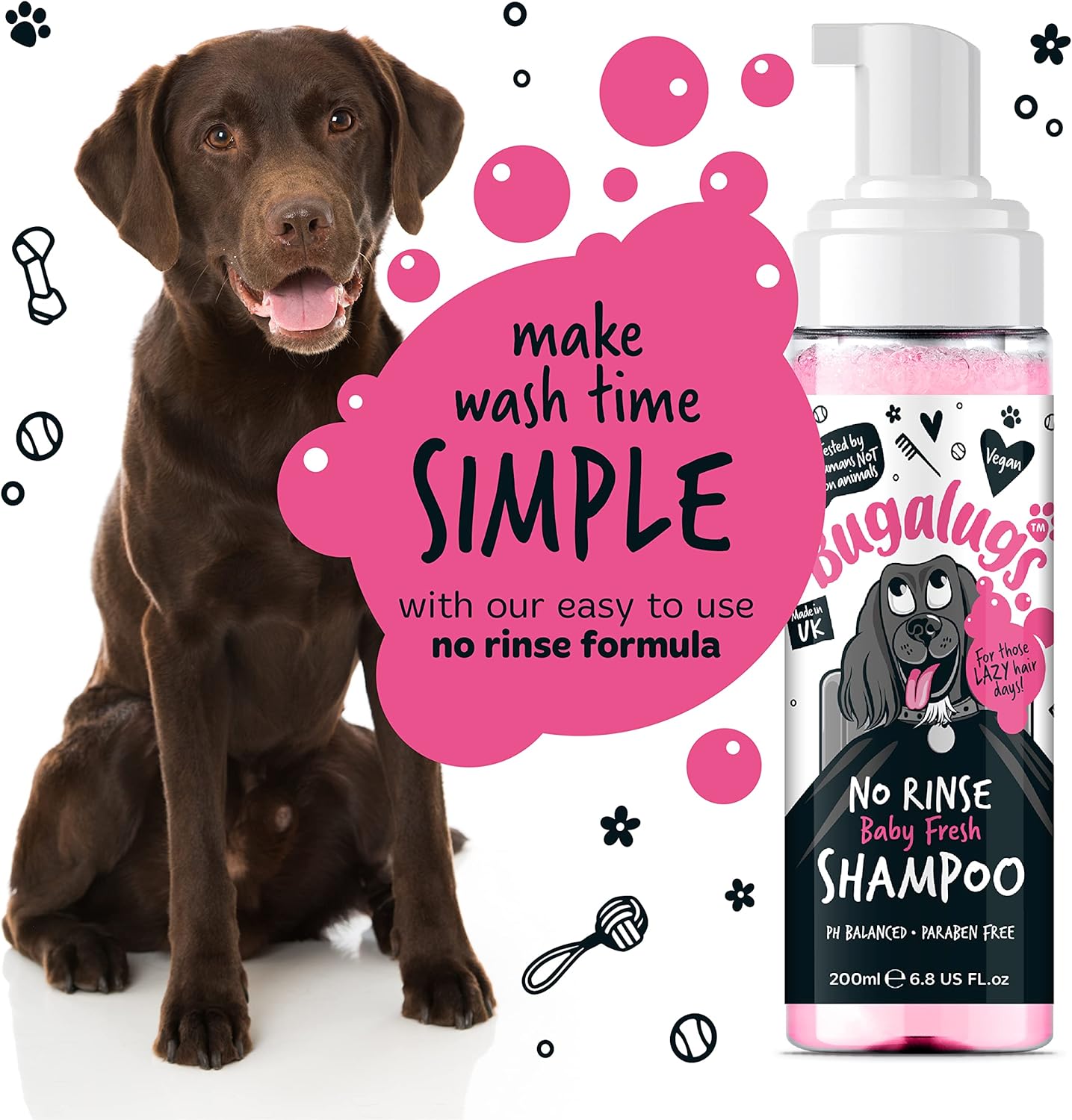 Bugalugs No Rinse Baby Powder Dog Shampoo – Dog coat Dry shampoo quick dog bath for dogs for itchy dog skin relief. Puppy Professional groom baby powder dog spray foam-8