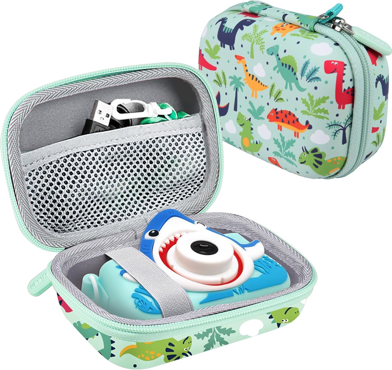 Leayjeen Kids Digital Camera Case, Compatible with Cocopa/Hangrui/Gofunly/TIATUA/Mgaolo/HiMont/DRLEBE/YunLone, for 3-12 Year Kids Toy Gifts (Case Only) Green Dinosaur-1