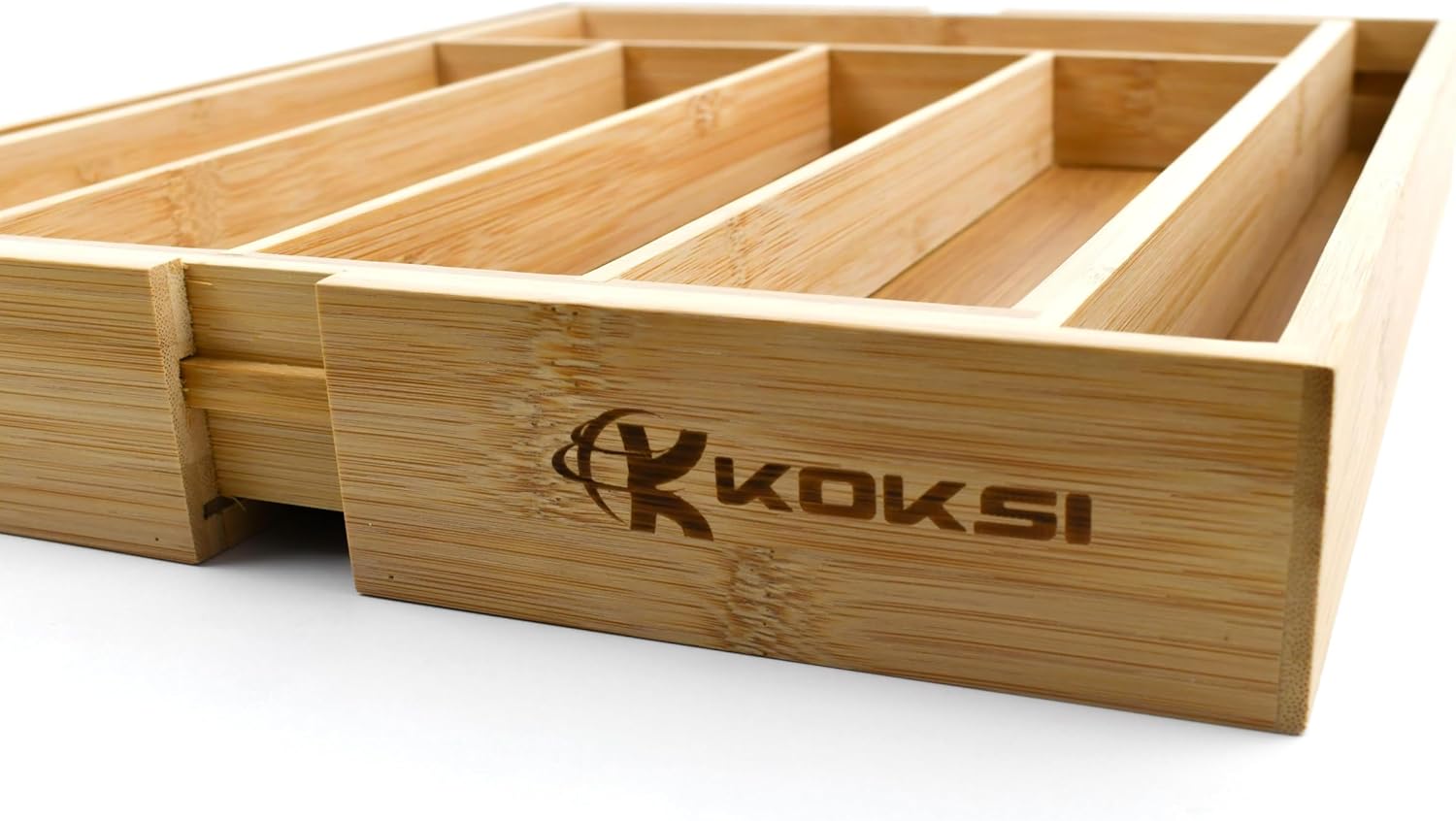 Koksi Cutlery Drawer Organiser - Expandable Bamboo Utensil Organiser for Silverware, Flatware, Knives, Natural Wood Cutlery Tray & Knife Holder Kitchen Drawer Divider Organisation-3