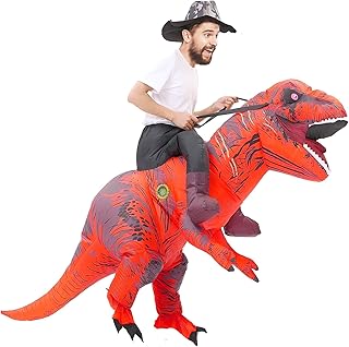 Rafalacy Inflatable Dinosaur Costume for Adult Blow up Ride-on T-rex Costume Funny Halloween Party Costume Dino Party Fancy Dress