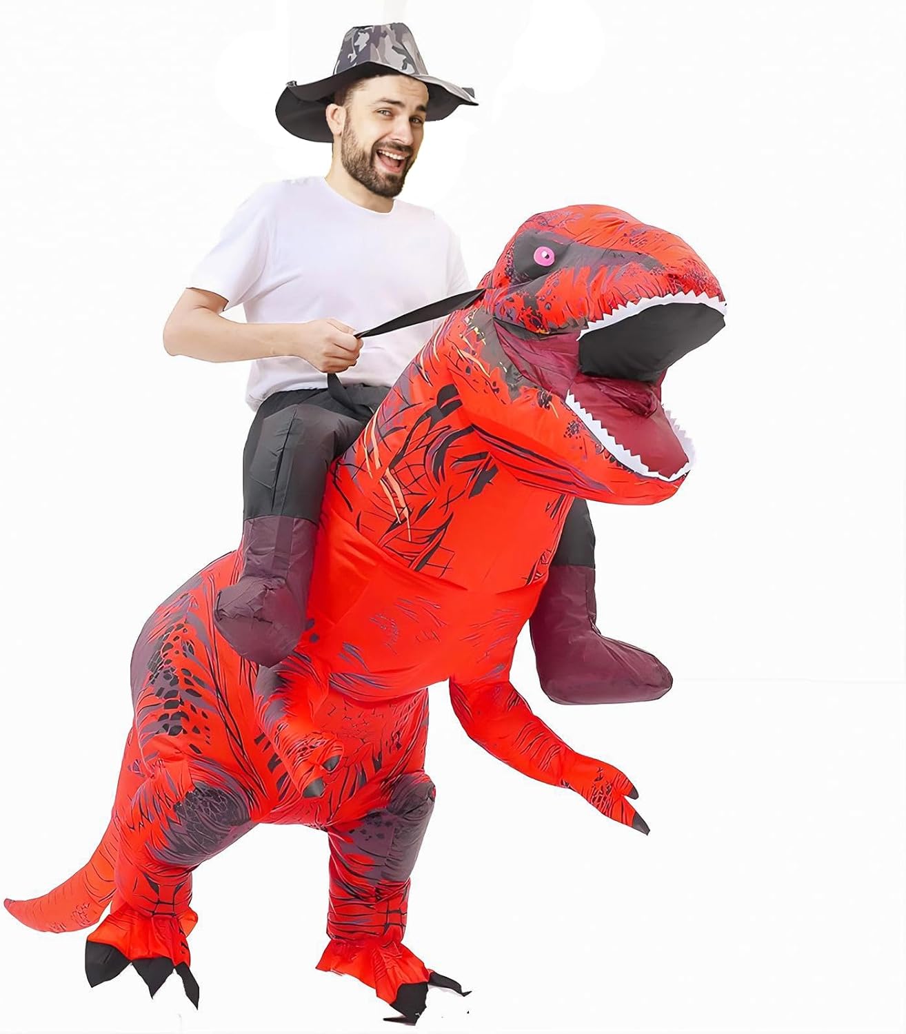 Rafalacy Inflatable Dinosaur Costume for Adult Blow up Ride-on T-rex Costume Funny Halloween Party Costume Dino Party Fancy Dress-4