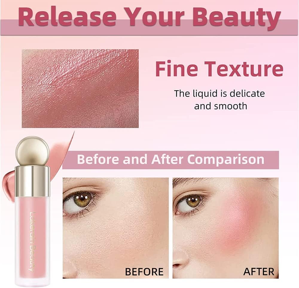 Liquid Blush - Soft Cream Liquid Blush Makeup/Lip and Cheek Blush Tint/Skin Tint Blush/Dewy Face Blush for Cheeks (#01)-4