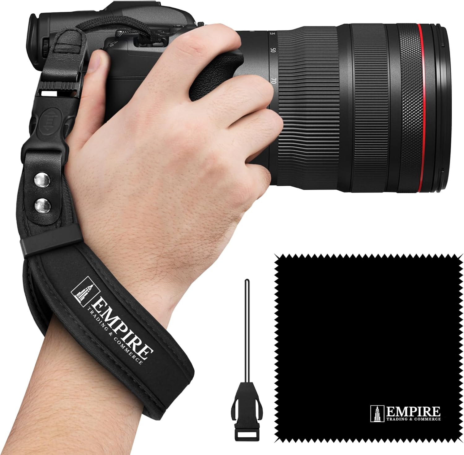 Empire Universal Camera Wrist Strap, Quick Release Camera Hand Strap + Tether Attachment for Smaller Camera + Microfiber Cleaning Cloth, Camera Straps for DSLR & SLR: Sony, Nikon, Fuji, Canon, Olympus-0