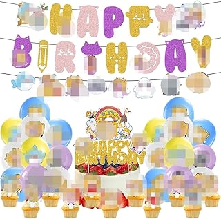 Party Decoration, 35 Pcs Theme Birthday Party Decorations, Birthday Decorations Balloon Set,Cake Topper Birthday Banner Decoration for Kids Children's Party (A)