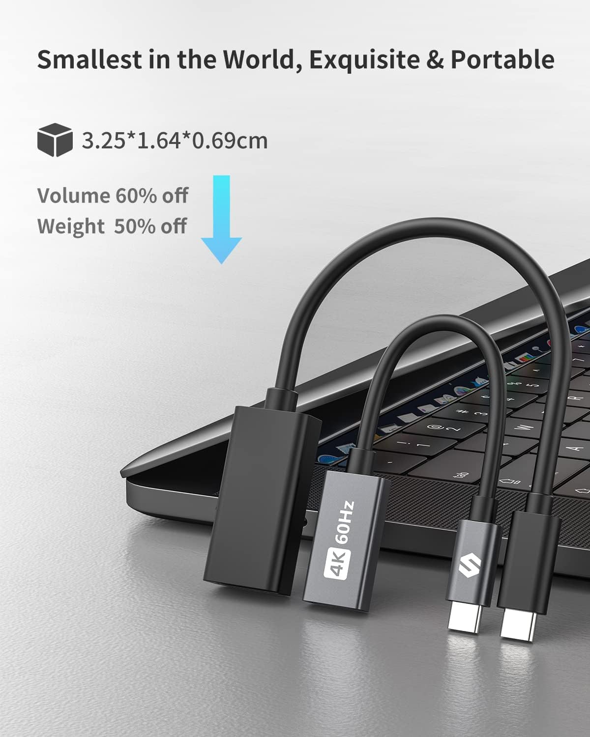 Silkland USB C to HDMI Adapter 4K@60Hz, USB C to HDMI Adapter (Thunderbolt 4/3 Compatible), USB C HDMI for MacBook Pro/MacBook Air, iMac, iPad Pro/Air, Galaxy S8-S23, Pixelbook, Dell XPS-3