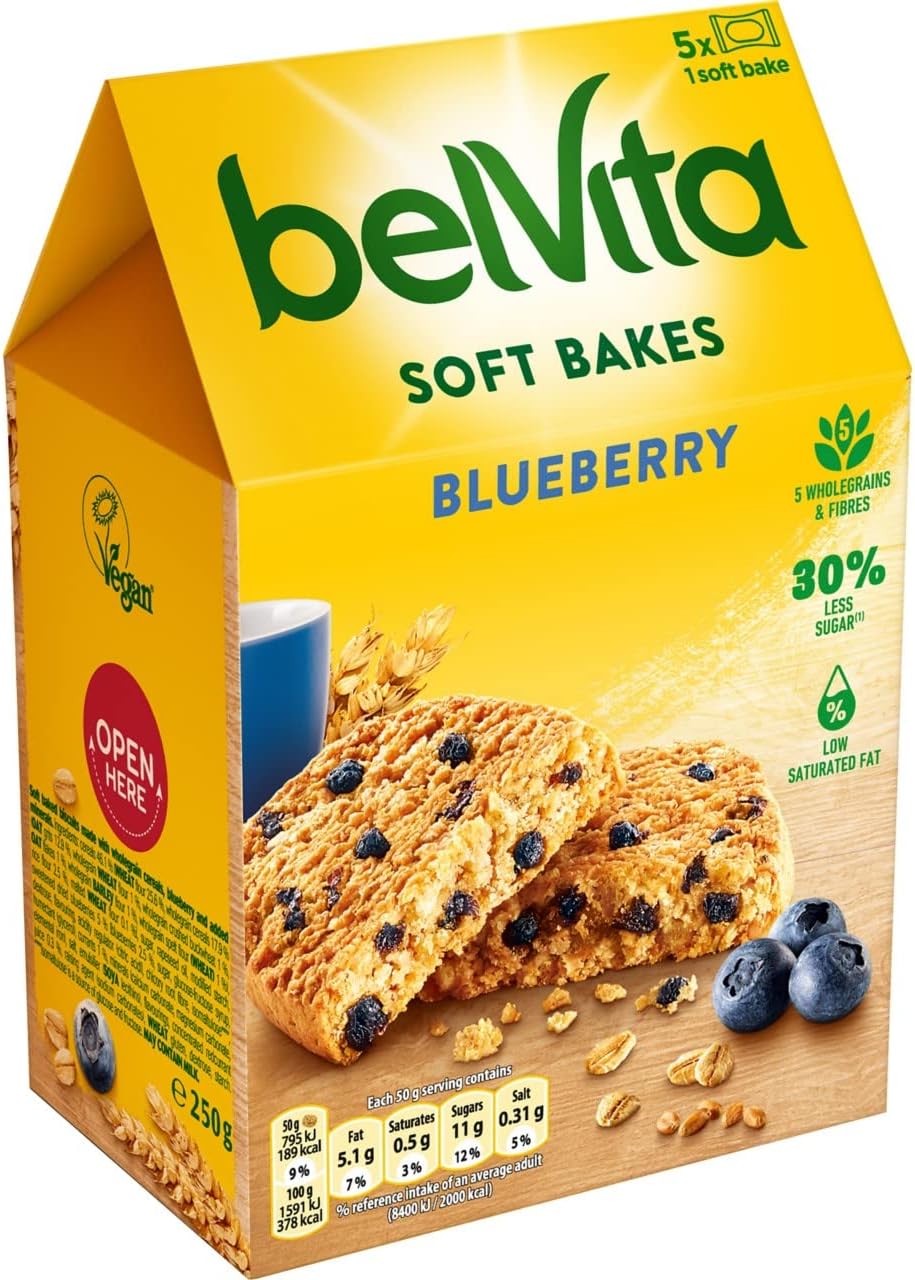 Belvita Breakfast Biscuits Soft Bakes Filled Blueberry, 250g-1