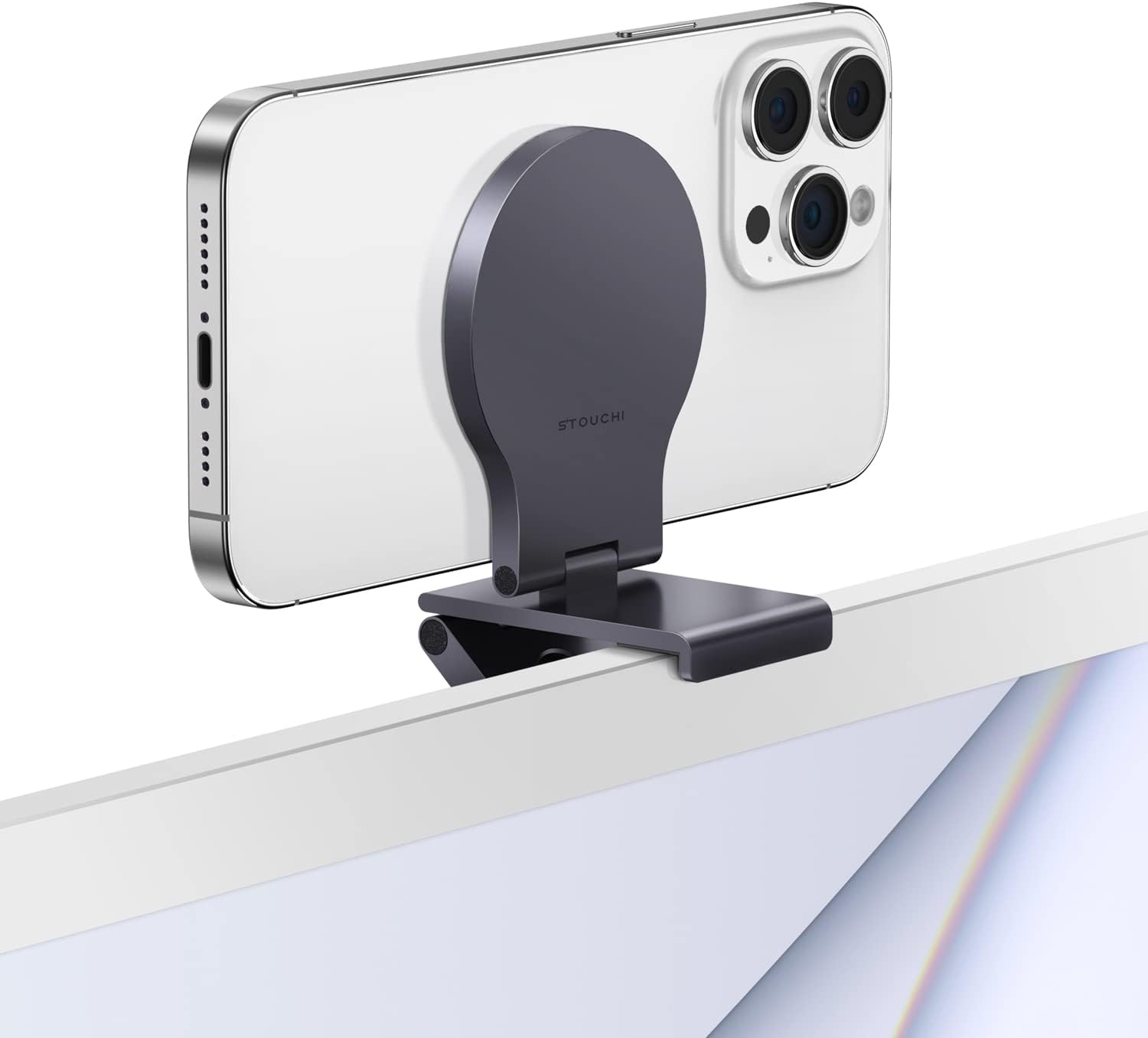 Stouchi Continuity Camera Mount for Desktop Monitor, iMac Compatible iPhone Webcam Mount with Mag-Safe, iPhone Camera Mount, Adjustable Mag safe Monitor Mount for Mac Desktops and Displays-0