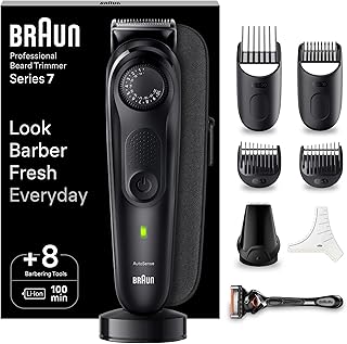 Braun Beard Trimmer Series 7 & Hair Clippers with Gillette Proglide Men's Razor, 40 Length Settings, Gifts for Men, 100-min Runtime, BT7440, Silver