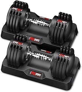 EnterSports 12kg/18KGx2 Adjustable Dumbbells Adjustable Dumbbell Set for Saving Place, Dumbbells Adjustable with Non-Slip Handle 5 Weight Levels, Good for Home, Office, Gym, Body Training