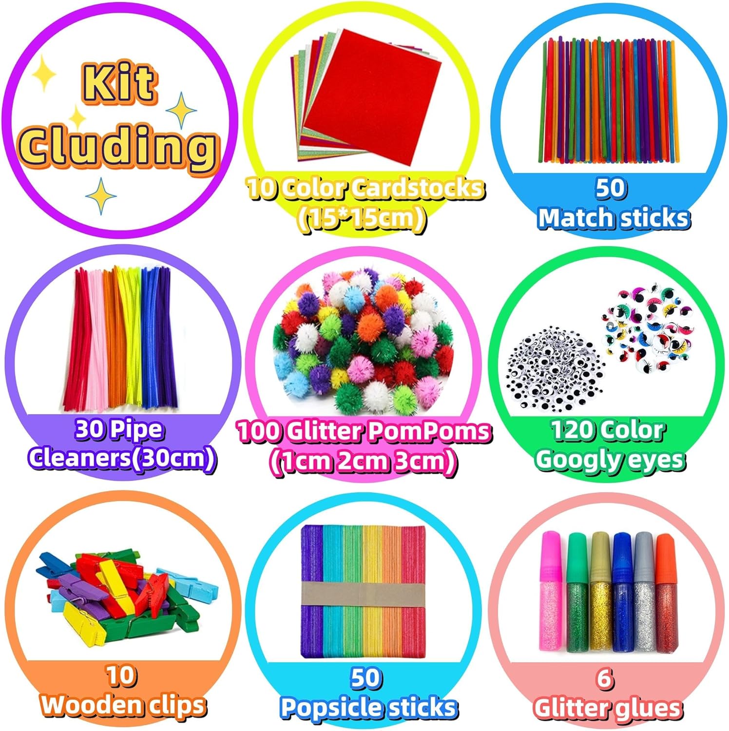 Chennyfun 1500pcs+ Arts and Crafts Supplies for Kids, Craft Art Kits for Toddlers with Unicorn Storage Bag, All in One D.I.Y. Crafting Set Includes Pom Poms, Feathers, Beads, Supply for Kids Ages 4-12-2