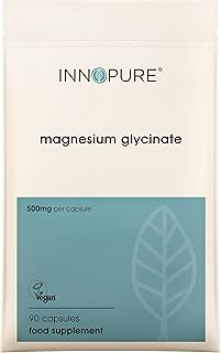 INNOPURE Magnesium Glycinate - 90 Capsules - Bioavailable Magnesium Supplements for Sleep Support - 500mg Per Capsule Providing 100mg of Pure Elemental Magnesium Bisglycinate Powder - Made in The UK