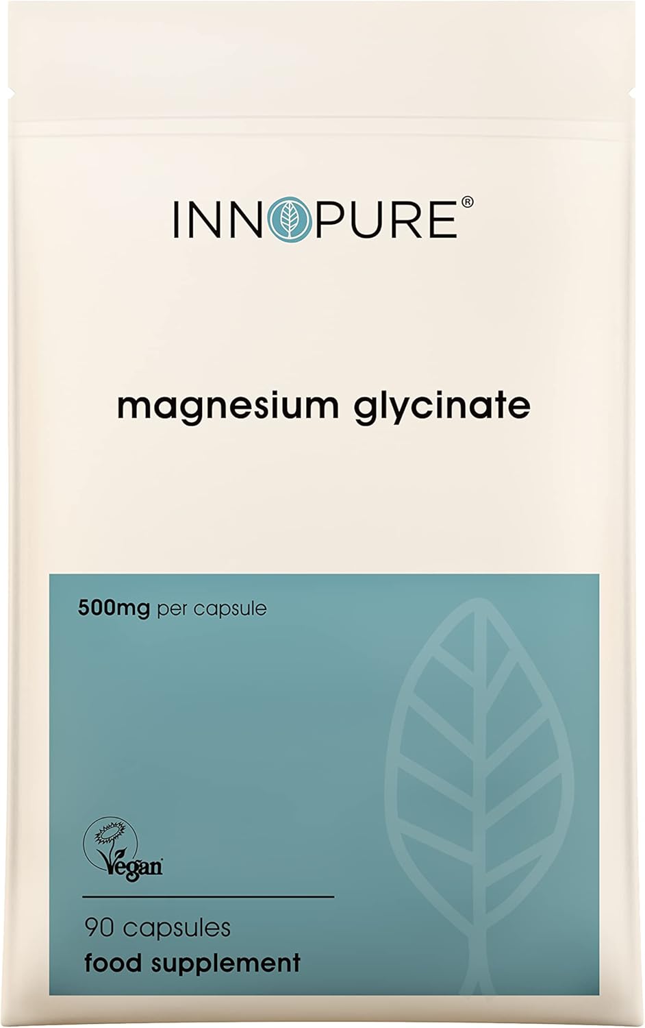 INNOPURE Magnesium Glycinate - 90 Capsules - Bioavailable Magnesium Supplements for Sleep Support - 500mg Per Capsule Providing 100mg of Pure Elemental Magnesium Bisglycinate Powder - Made in The UK-0