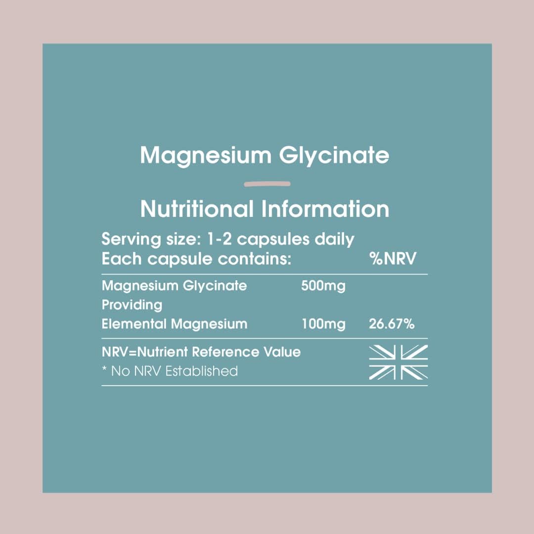 INNOPURE Magnesium Glycinate - 90 Capsules - Bioavailable Magnesium Supplements for Sleep Support - 500mg Per Capsule Providing 100mg of Pure Elemental Magnesium Bisglycinate Powder - Made in The UK-3