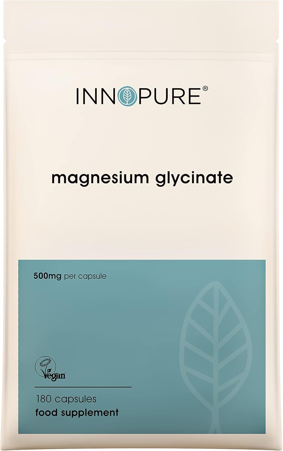 INNOPURE Magnesium Glycinate - 180 Capsules - Bioavailable Magnesium Supplements for Sleep Support - 500mg Per Capsule Providing 100mg of Pure Elemental Magnesium Bisglycinate Powder - Made in The UK-0