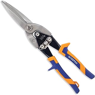 WISEPRO 12'' Tin Snips Straight Cut, Heavy Duty Aviation Snips, Compound Metal Shears for Cutting Sheet Metal, Aluminum, and Vinyl Siding