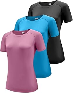 Boyzn Women's 3 Pack Short/Long Sleeve Workout Running Shirts, UPF 50+ Sun Protection Shirts, Athletic Exercise Gym T-Shirts