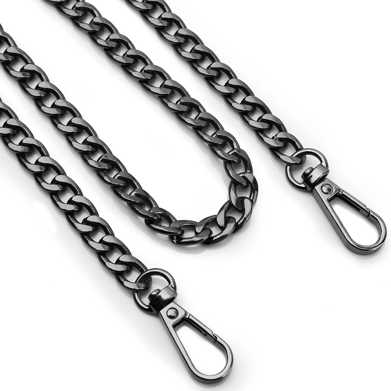 LUCKNIGHT Metal Bag Chain Black, 120CM Purse Chain Straps, Handbags Replacement Chain Strap with Buckles, Metal Strap for Women DIY Purse Bag Shoulder Crossbody Handbags Shoulder Bag Crafts Making-0