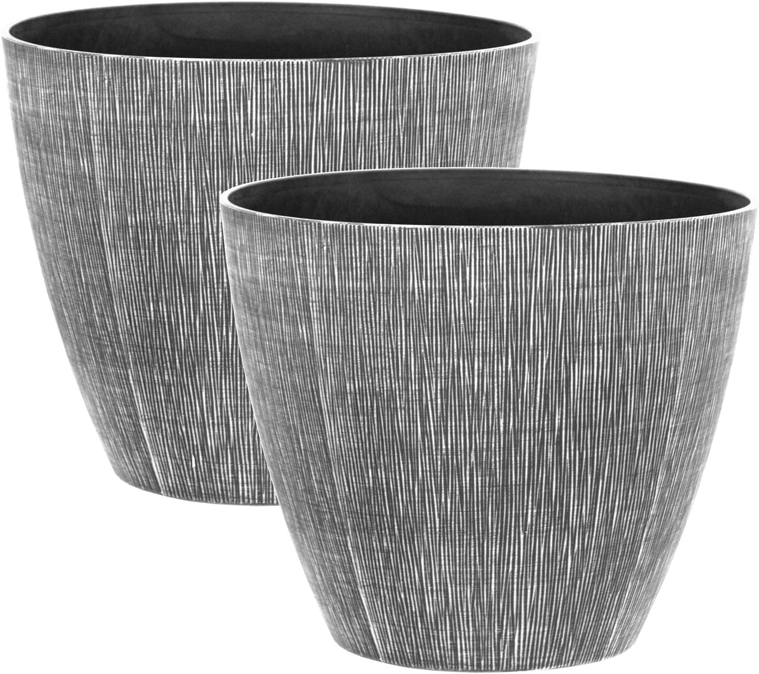 simpa Allure Textured Plastic Planters WHITE Set of 2 Pots - 33cm (H) x 38cm (Diameter)-0