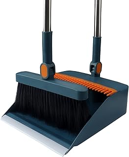 Roellgs Broom dustpan set with comb teeth windproof vertical long-handled broom kit for household cleaning and sweeping