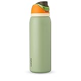 Owala FreeSip Insulated Stainless Steel Water Bottle with Straw for Sports and Travel, BPA-Free, 40-oz, Orange/Green (Camo Cool)