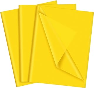 NEBURORA Yellow Tissue Paper for Gift Bags 60 Sheets Yellow Wrapping Tissue Paper Bulk 14 X 20 Inch Bright Yellow Packaging Paper for Gift Wrap Filler Crafts Birthday Wedding Sunflower Party(Yellow)