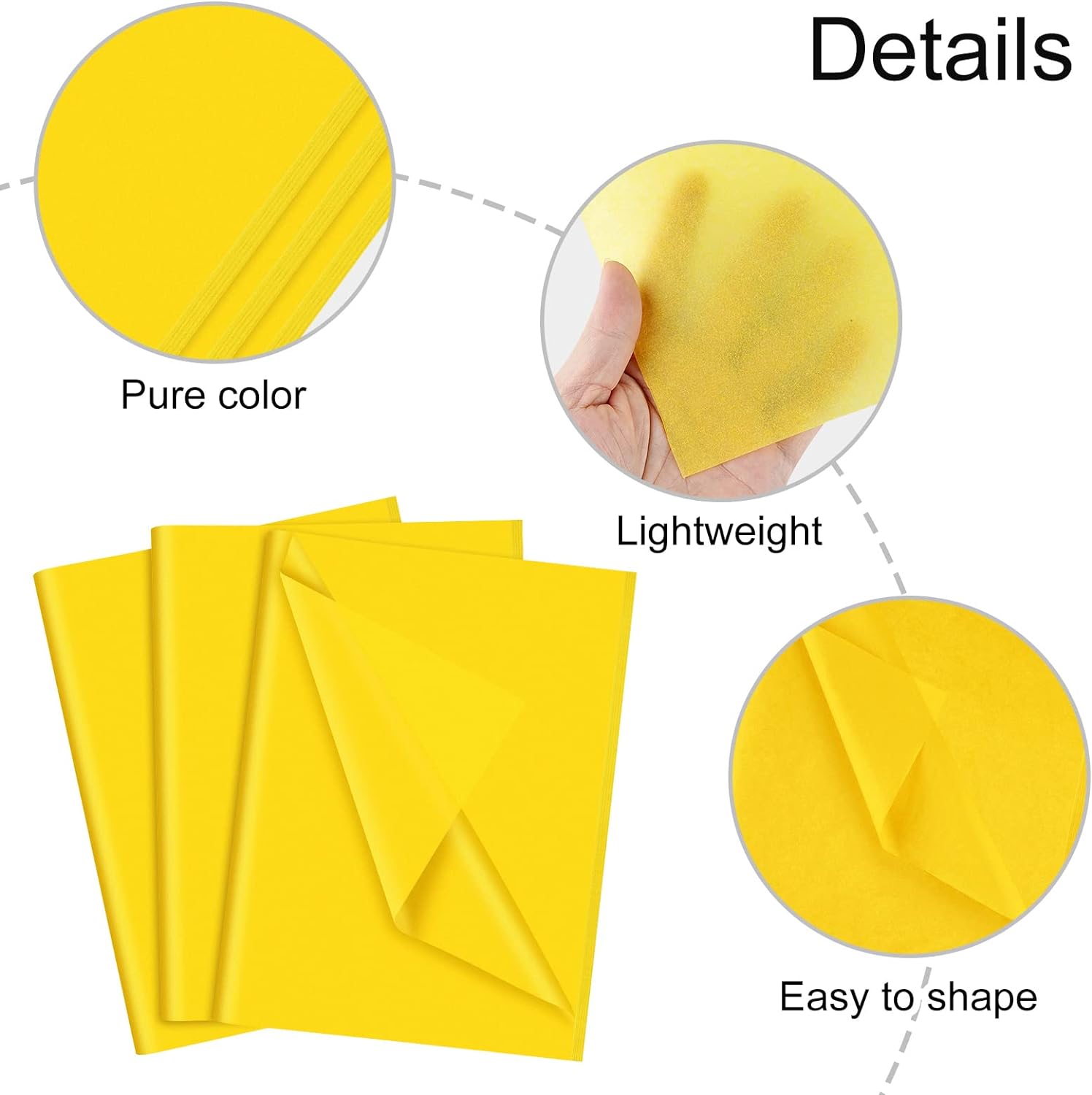 NEBURORA Yellow Tissue Paper for Gift Bags 60 Sheets Yellow Wrapping Tissue Paper Bulk 14 X 20 Inch Bright Yellow Packaging Paper for Gift Wrap Filler Crafts Birthday Wedding Sunflower Party(Yellow)-3