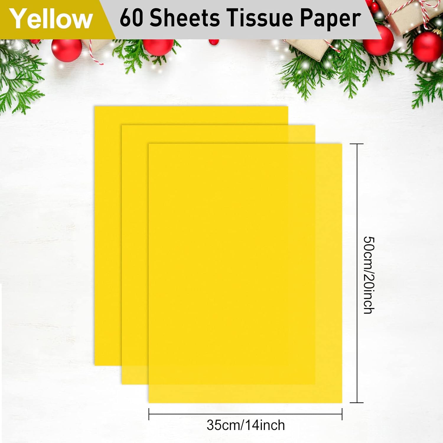 NEBURORA Yellow Tissue Paper for Gift Bags 60 Sheets Yellow Wrapping Tissue Paper Bulk 14 X 20 Inch Bright Yellow Packaging Paper for Gift Wrap Filler Crafts Birthday Wedding Sunflower Party(Yellow)-4