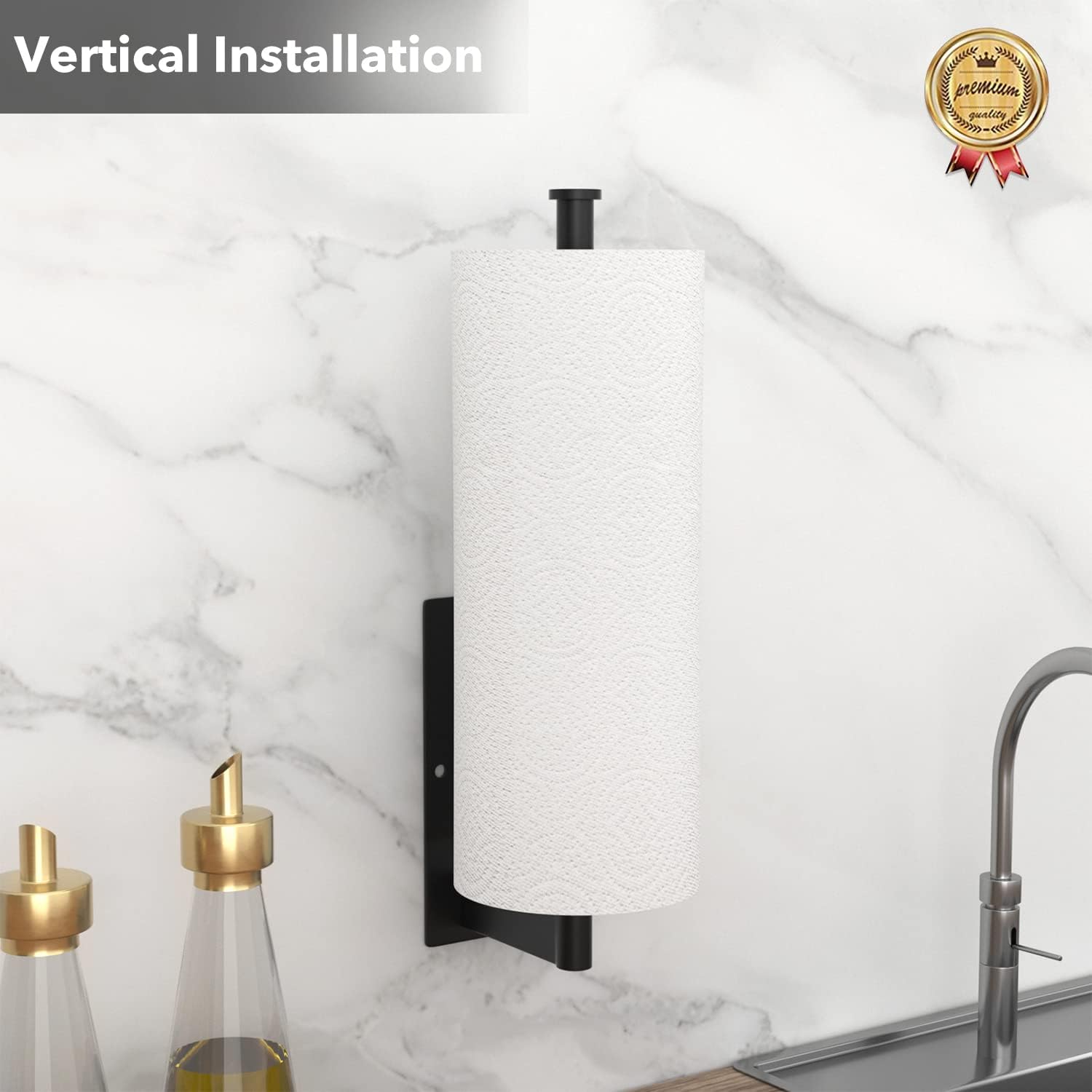 Paper Towel Holder Under Cabinet - Self-Adhesive or Drilling, Kitchen Roll Holder Wall Mounted, Towel Rack for Kitchen Organization and Storage, Stainless Steel Kitchen Paper Roll Holder-3