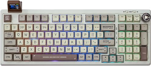 EPOMAKER RT100 97 Keys Gasket BT5.0/2.4G/USB-C Mechanical Gaming Keyboard with Customizable Display Screen, Knob, Hot Swappable Socket, 5000mAh Battery for Win/Mac (Gateron Pro Yellow, RT100)