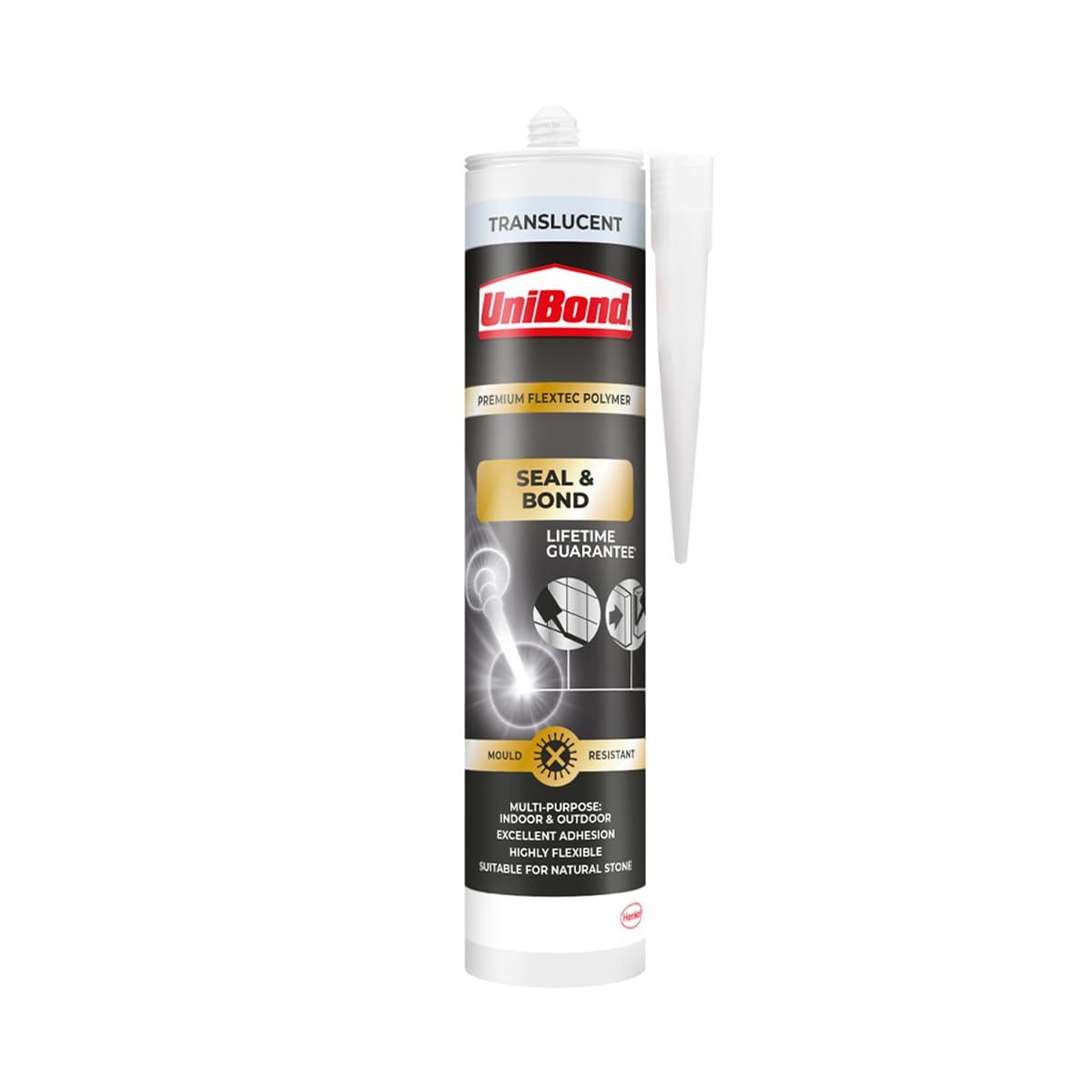 UniBond Seal & Bond Multi-Purpose Sealant, Mould-Resistant and Waterproof Sealant, Suitable for Use as Kitchen and Bathroom Sealant, Translucent, 1 x 291g Cartridge-0