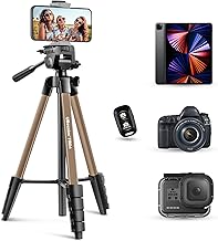 UBeesize Camera Tripod, 163 cm Camera Tripod Portable with Remote Control and Phone Holder, Aluminium Photo Tripod for Video Recording, Live Streaming, Compatible with Mobile Phone/Camera/Tablet