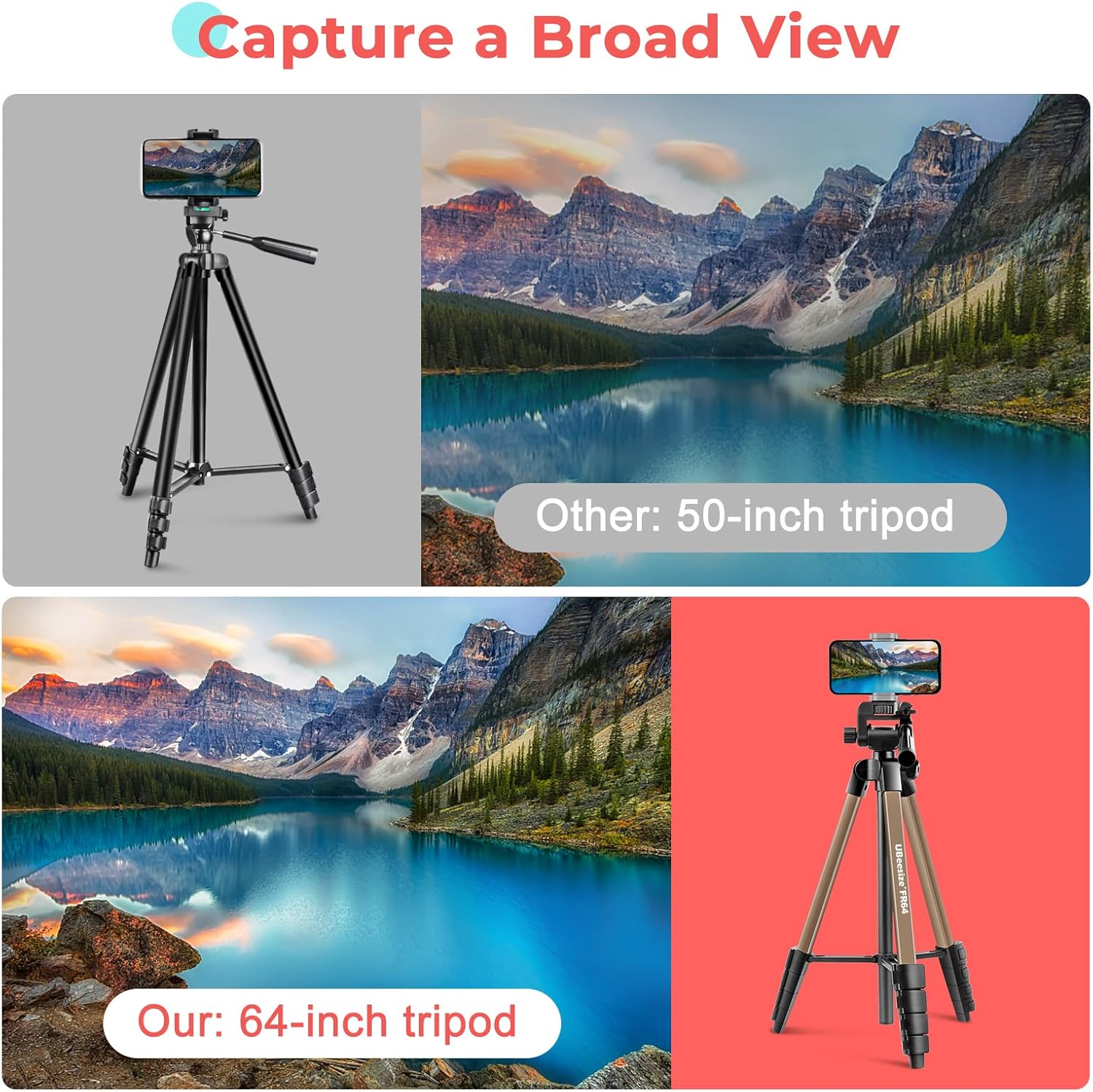 UBeesize Camera Tripod, 163 cm Camera Tripod Portable with Remote Control and Phone Holder, Aluminium Photo Tripod for Video Recording, Live Streaming, Compatible with Mobile Phone/Camera/Tablet-5