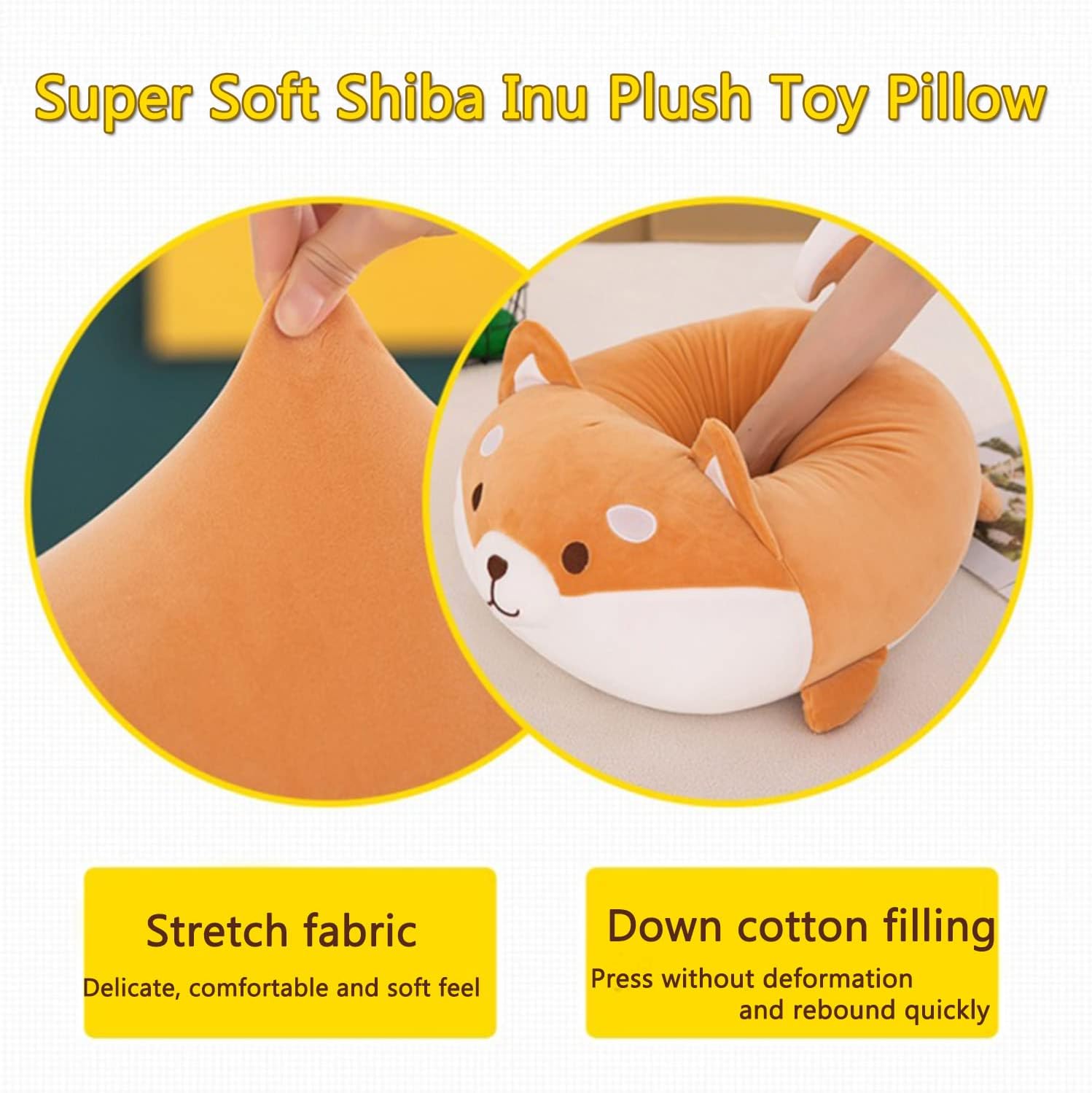 Aiuidun Shiba Inu Plush Toy Soft and Cute Corgi Stuffed Animal Dog Hugging Pillow Puppy Plushie Dolls for Kids Gift((35cm/13.77inch)-1