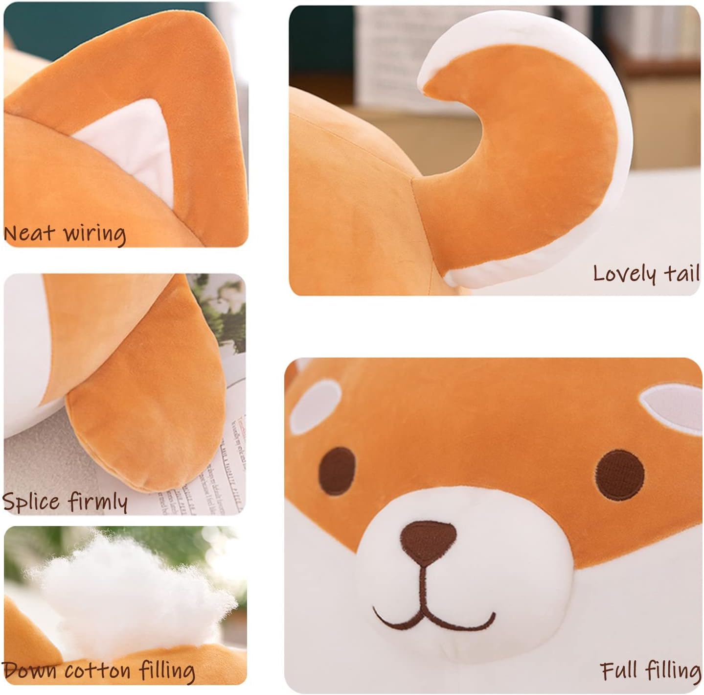 Aiuidun Shiba Inu Plush Toy Soft and Cute Corgi Stuffed Animal Dog Hugging Pillow Puppy Plushie Dolls for Kids Gift((35cm/13.77inch)-3