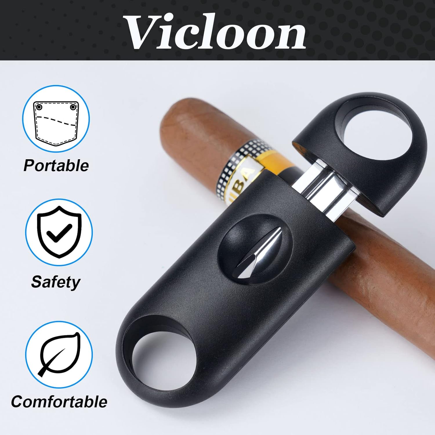 Vicloon 3pcs Cigar Cutter Stainless Steel Pocket Cigar Tool Double Guillotine Cutter Blades Scissors Suitable for Most Size of Cigars-2