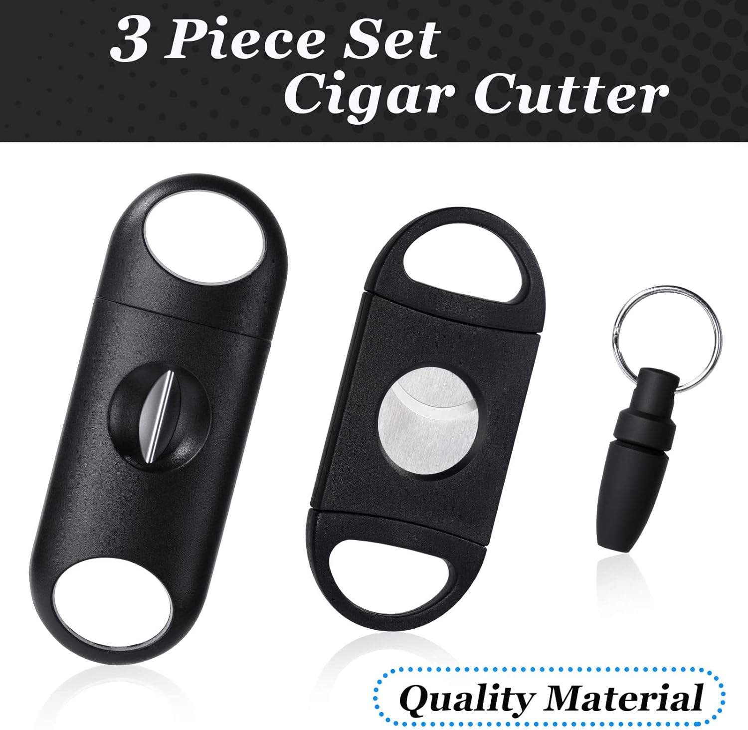 Vicloon 3pcs Cigar Cutter Stainless Steel Pocket Cigar Tool Double Guillotine Cutter Blades Scissors Suitable for Most Size of Cigars-3