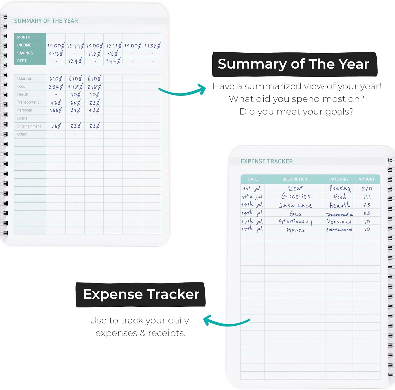 WallDeca - Undated Budget Planner, Expense Tracker Notebook, Monthly Budgeting Journal, Finance Planner & Accounts Book to Take Control of Your Money-2