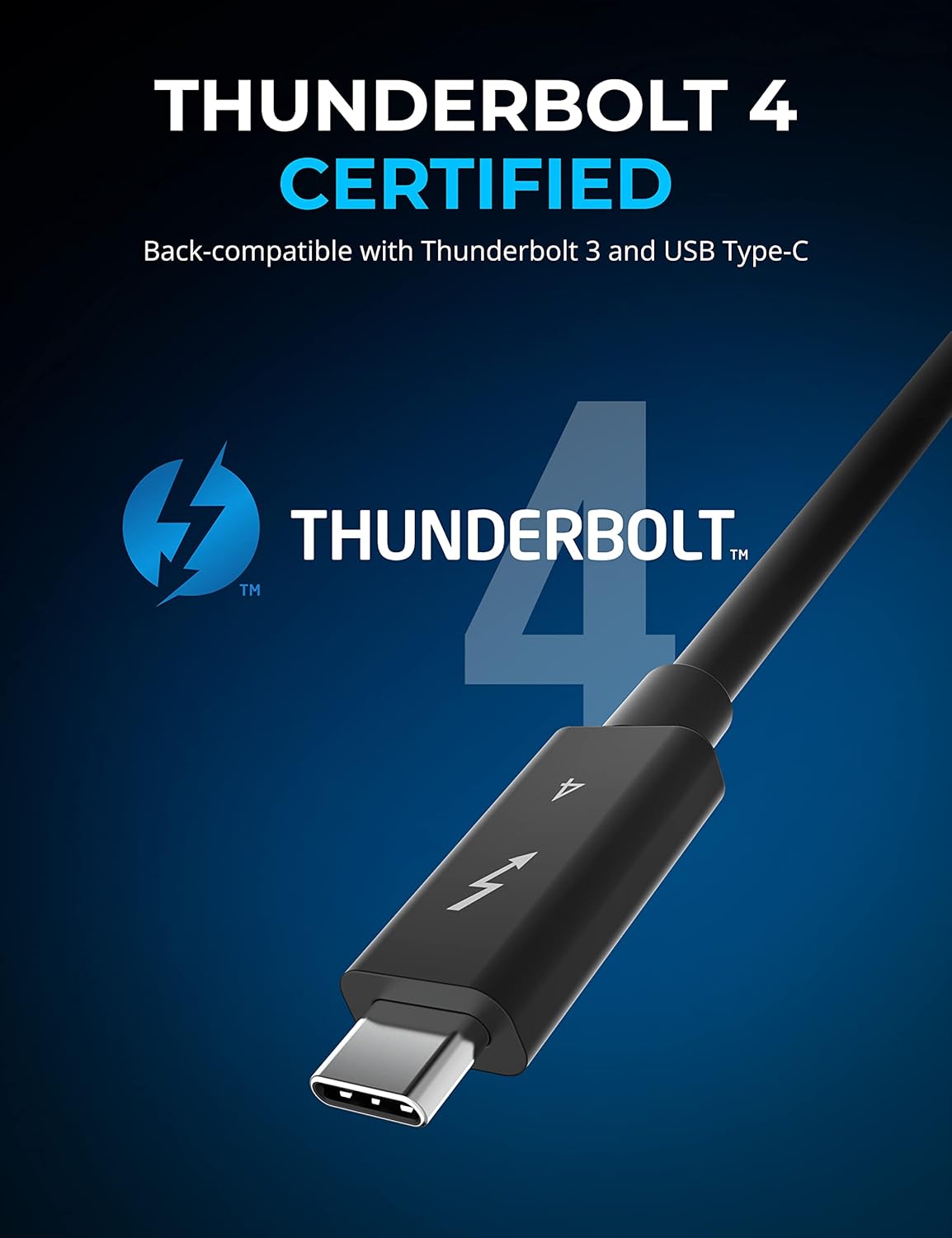 SABRENT 1M USB C Thunderbolt 4 Cable 100W, 8K/60Hz or dual 4K/60Hz. 40Gbps, USB-C TB4 for Super Fast Transfer and Charging Compatible with Thunderbolt 3 MacBook Apple etc. (CB-T4M1)-1