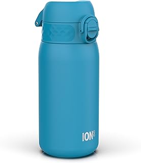 Ion8 Kids Water Bottle, Steel 400 ml/13 oz, Leak Proof, Easy to Open, Secure Lock, Dishwasher Safe, Flip Cover, Carry Handle, Easy Clean, Durable, Metal Water Bottle, Carbon Neutral