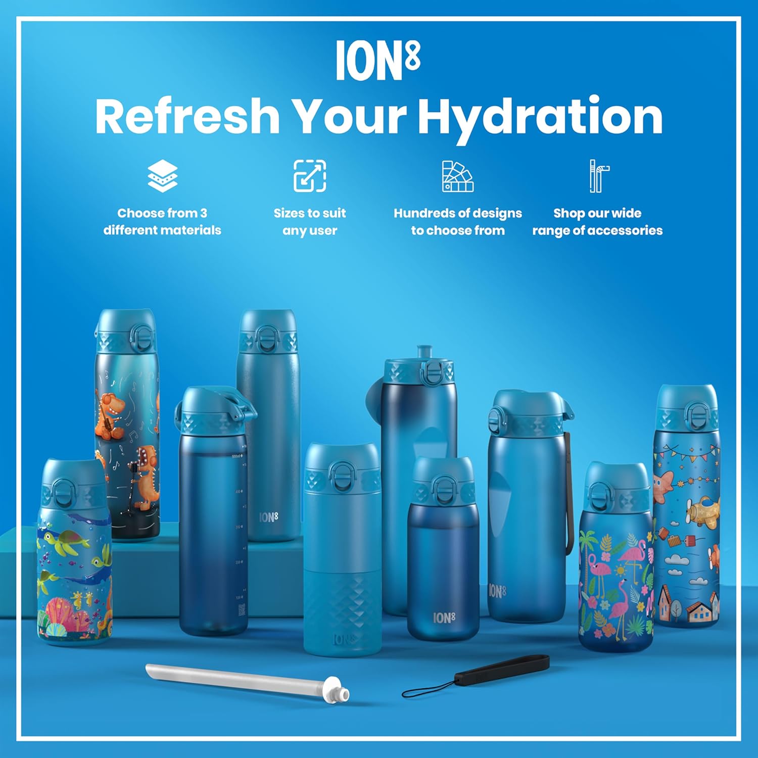 Ion8 Kids Water Bottle, Steel 400 ml/13 oz, Leak Proof, Easy to Open, Secure Lock, Dishwasher Safe, Flip Cover, Carry Handle, Easy Clean, Durable, Metal Water Bottle, Carbon Neutral-6