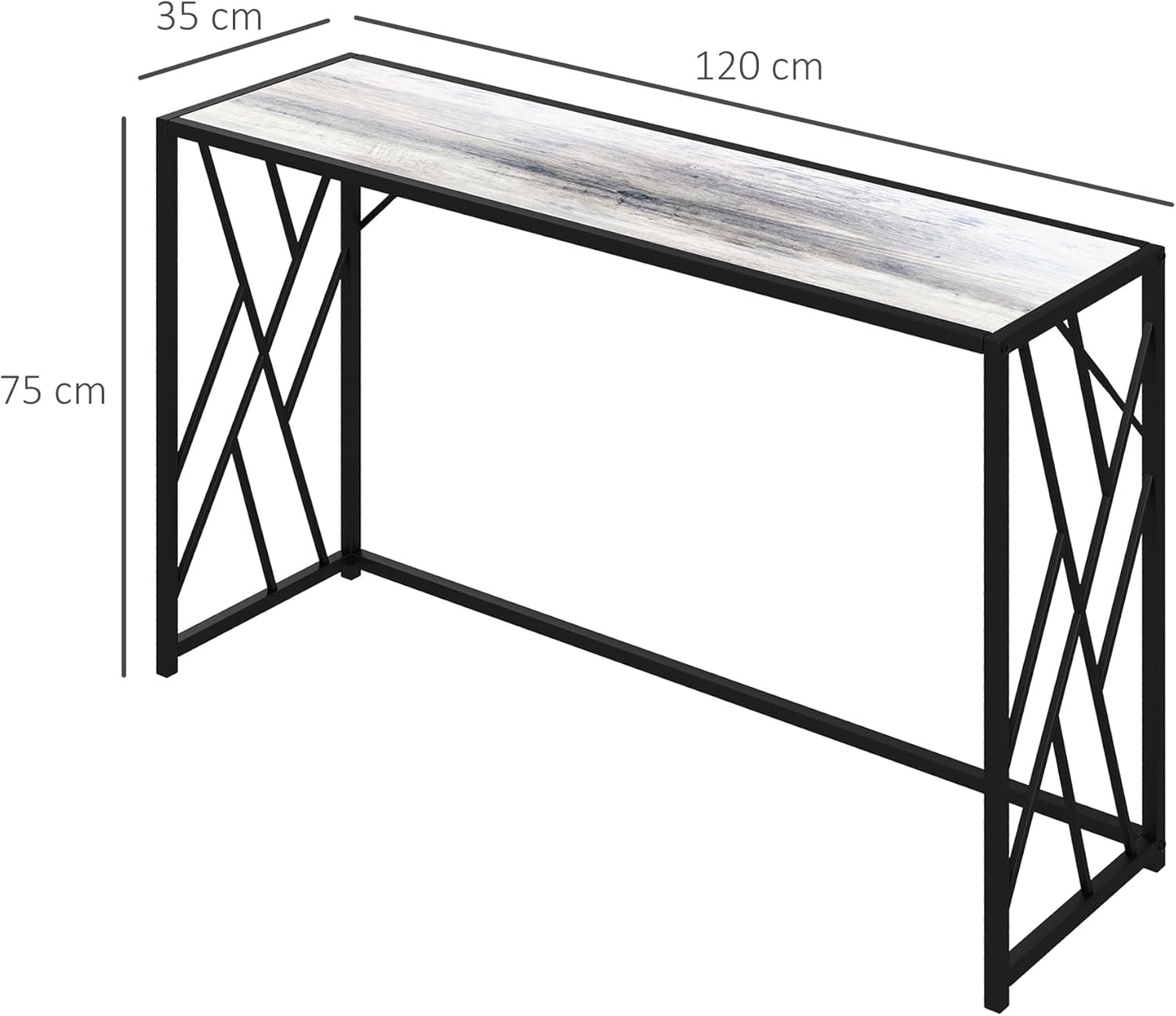 HOMCOM Console Table, Industrial Sofa Table with Metal Frame for Living Room, Hallway, 120 cm, Grey-2