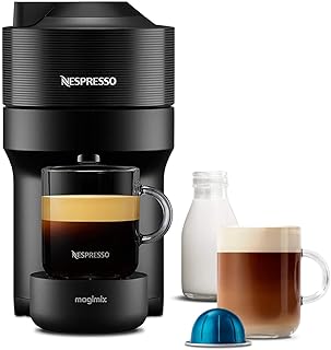 Nespresso Vertuo Pop Automatic Pod Coffee Machine for Americano, Decaf, Espresso by Magimix in Liquorice Black