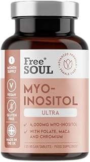 Free Soul Myo-Inositol Ultra Supplement – 4,000mg Myo-Inositol, 200ug Folate, 100ug Chromium Plus 10,000mg Maca for Women – Supplements for Women, Vegan & Gluten-Free – 120 Tablets