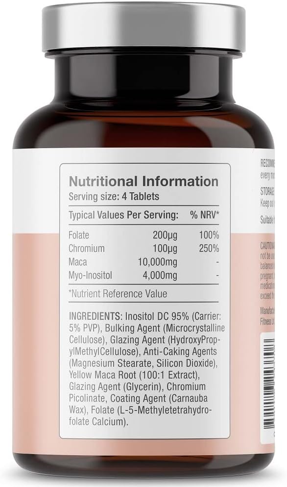 Free Soul Myo-Inositol Ultra Supplement – 4,000mg Myo-Inositol, 200ug Folate, 100ug Chromium Plus 10,000mg Maca for Women – Supplements for Women, Vegan & Gluten-Free – 120 Tablets-4