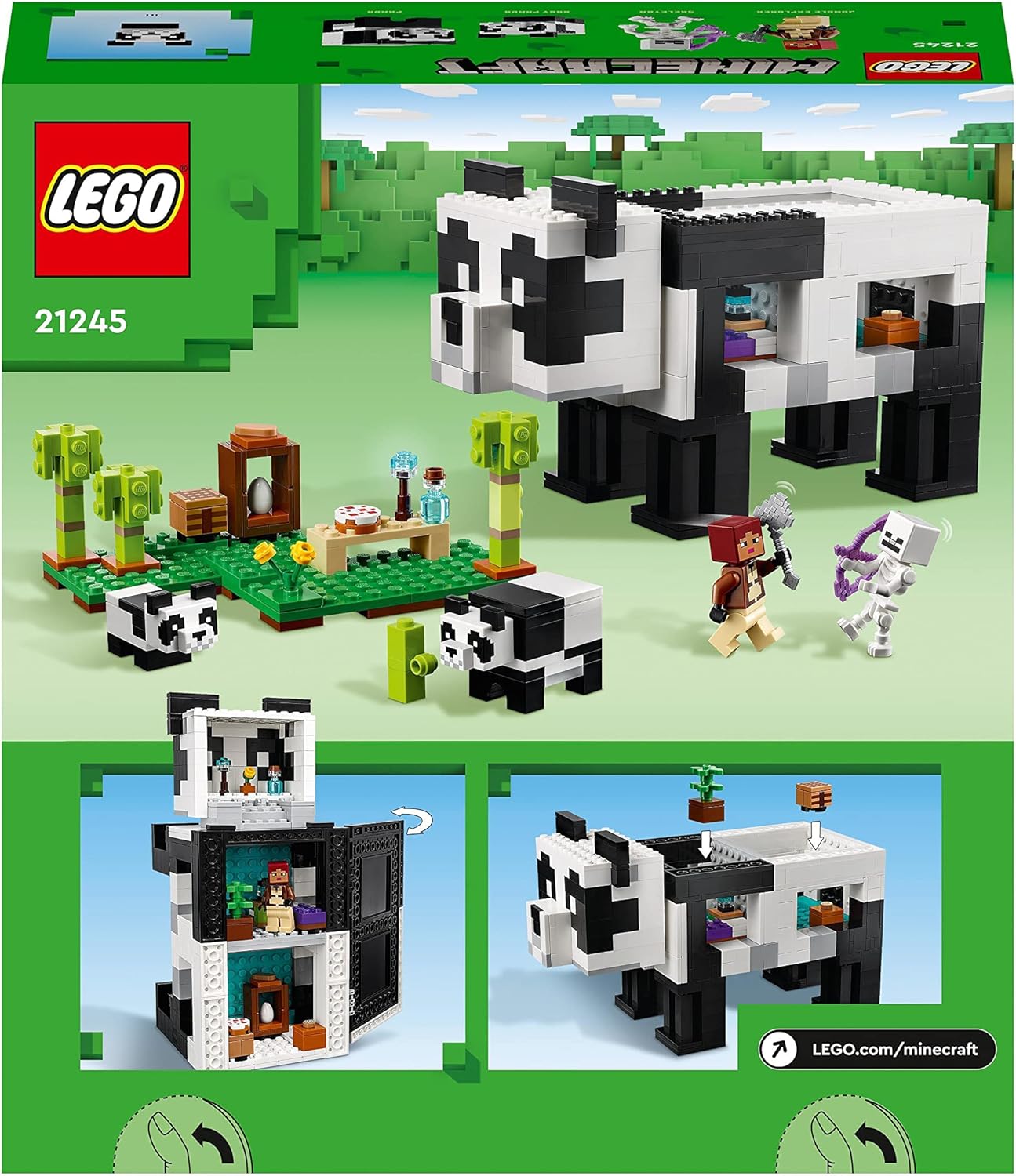 LEGO Minecraft The Panda Haven Set, Movable Toy House with Baby Pandas Animal Figures, Toys for 8 Plus Years Old Kids, Boys and Girls, Gift Idea 21245-7