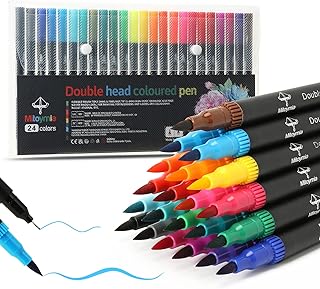 Mitoymia 24 Dual Tip Colouring brush pens,Students for Felt Tips for Adults, coloured drawing pens art pens Set markers