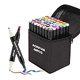 Aoriyar 48 Colors Dual Tip Twin Marker Pens Set - Permanent Graphic Marker Pens for Drawing Colouring Sketching Painting - Art Alcohol Marker Pens for Artist Adult Kids Manga